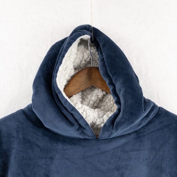 Comfy Jr. Youth Size Oversized Blue Blanket Sherpa One Size Hood - Picture 3 of 11